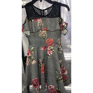 Beautees Girls Dress Size 12 Fit & Flare Floral Rose Sleeveless